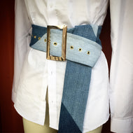 OVERSIZED DENIM PATCHWORK BELT