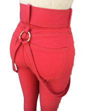RED LACE-UP JEANS